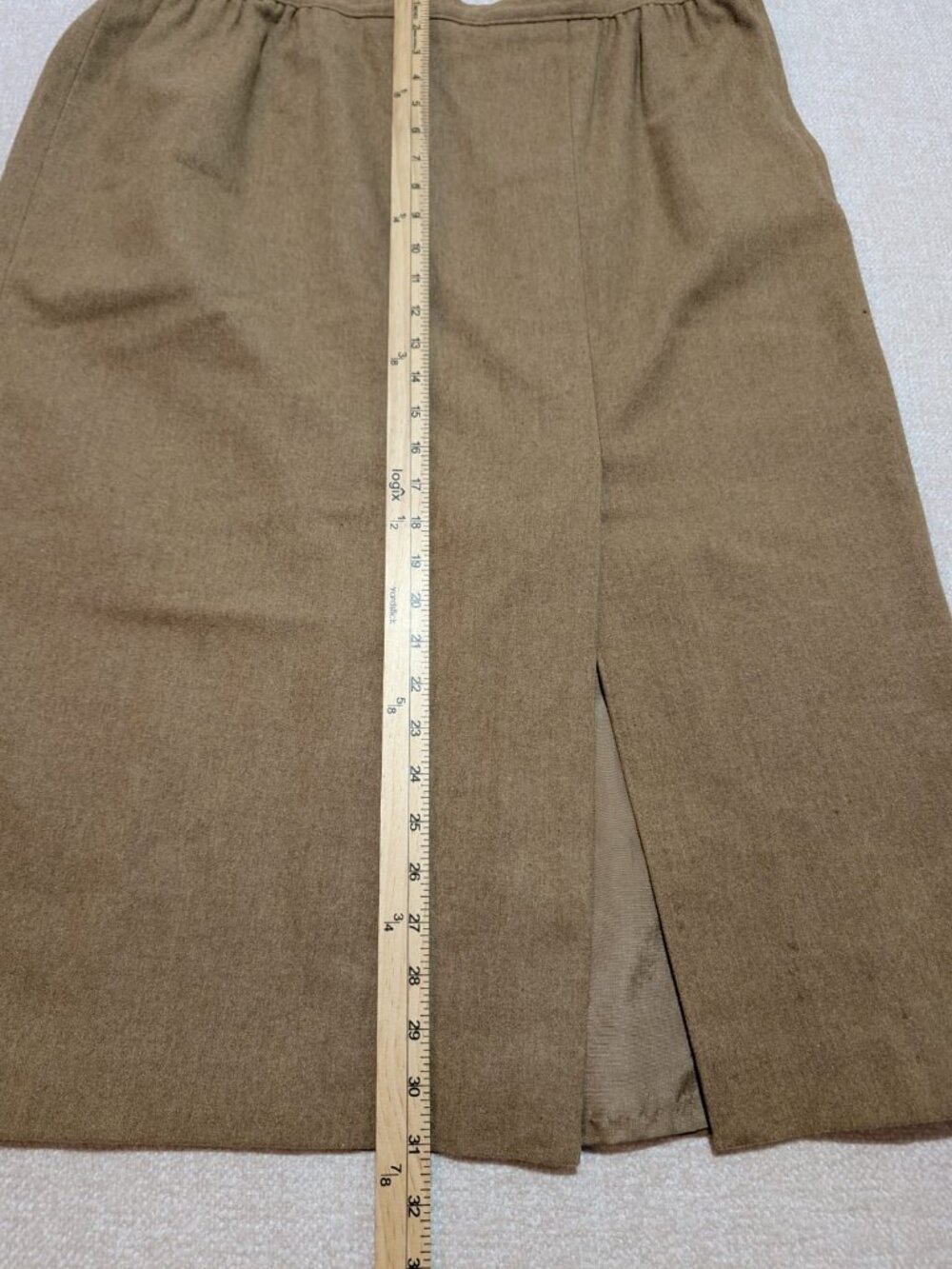 Vintage Pendleton Plus 100% Virgin Wool Brown Pencil Skirt 20W Side Slit - Picture 9 of 9